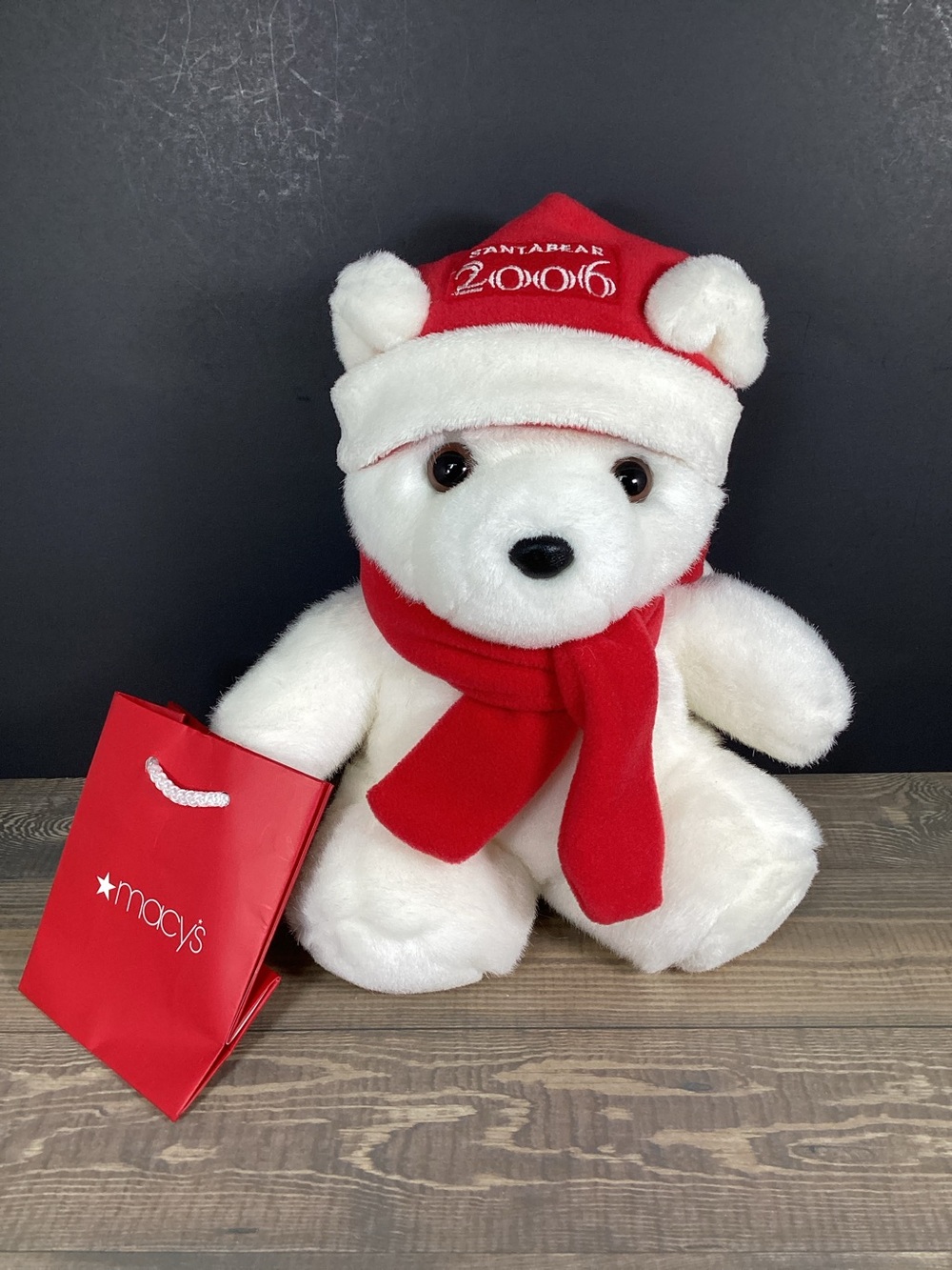 2006 Baby 9" Santa Bear Macy's Dayton Hudson Christmas Plush With Shopping Bag